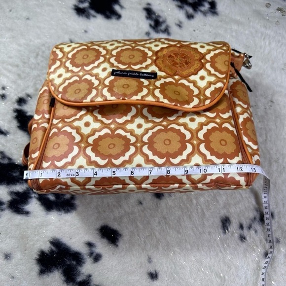Petunia Pickle Bottom Orange Floral Rio Print White Diaper Bag - Picture 9 of 14